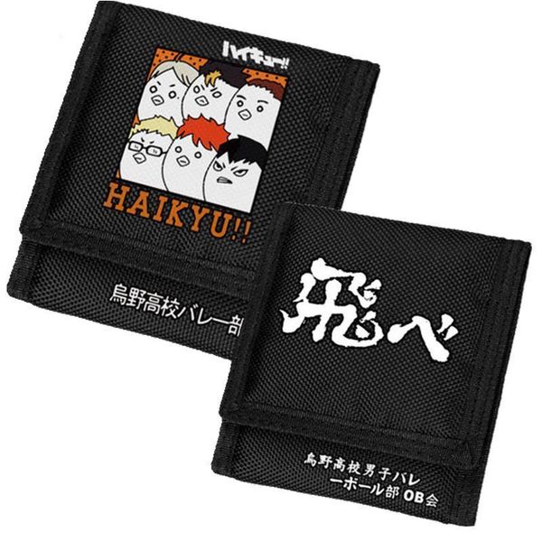 

anime haikyuu haikyu karasuno vbc hinata syouyou cos short wallet nylon canvas coin purse men card holder, Red;black