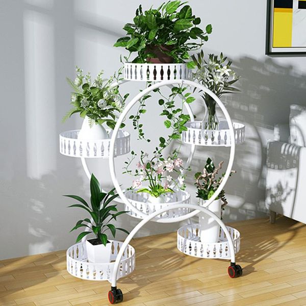 

hooks & rails multi-layer indoor flower stand balcony floor-standing green radish succulent pot living room with wheel rack