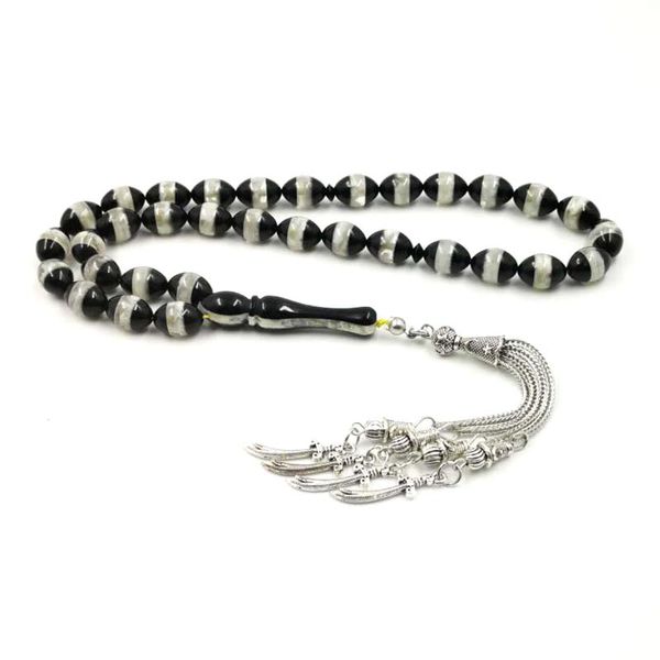 

turkish design tasbih 33 black resin beads gift for men bracelet islam man's muslim misbaha rosary beaded, strands