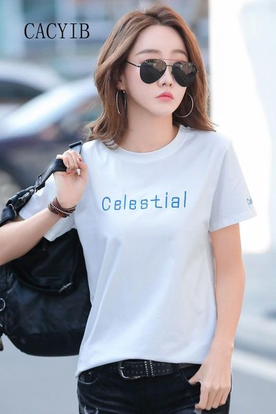 

women's t-shirt women's 2022 multi-color t shirt women short sleeve year loose round collar bottom with half inside the s, White