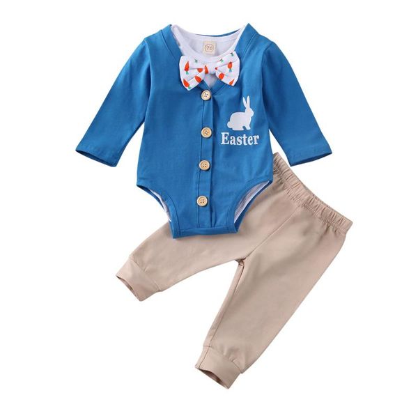 

clothing sets born baby girl boys clothes easter print romper pants 3pcs outfits set 0-24m, White