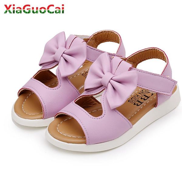

sandals arrivals summer girls bowtie princess dress shoes pu leather soft bottom children beach open toe party a76, Black;red