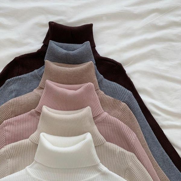 

turtleneck women winter knitted pullovers womens sweaters long sleeve thick korean warm elasticity female green clothing, White;black