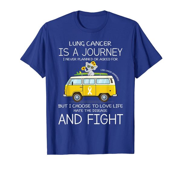 

lung cancer is a journey lung cancer awareness tshirt, White;black