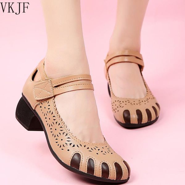 

sandals summer shoes ladies round toe female footwear shallow mouth casual sneaker soft 2021 retro dress grandma rome basic, Black