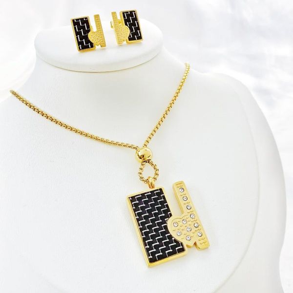 

earrings & necklace stainless steel set sweater chain design earring wedding party sister girl woman gift, Silver