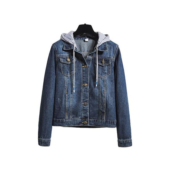 

hoody women's jacket coat hit color spring autumn long-sleeve slim-fit all-match denim hooded female jackets, Black;brown