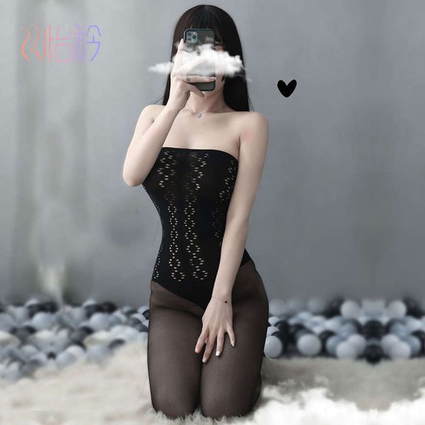 

yi jin underwear court bra passion open crotch women's jumpsuit stockings new 7572, Black;white