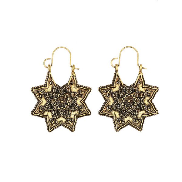 

new bohemian hollowed out metal flower geometric sector earrings for women, Silver