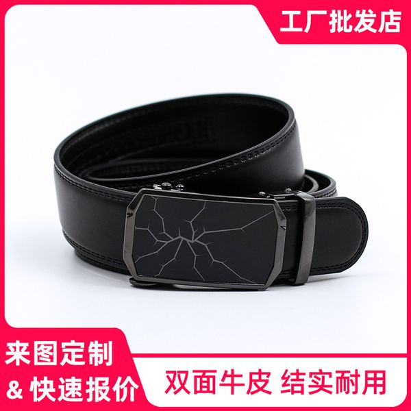 

new alloy men's belt leather automatic buckle korean leisure business pants, Black;brown