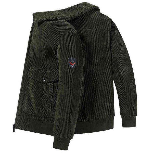 

autumn and winter new plush thickened corduroy men's casual work cotton cloth warm coat 8186, Black