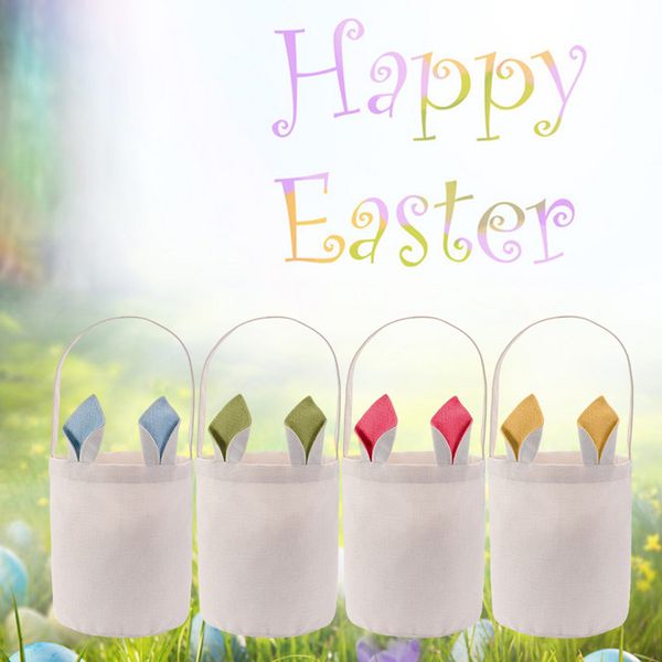 

easter bunny ear bucket party sublimation basket festival gift storage bag polyester heat transfer coating totebag 4 styles