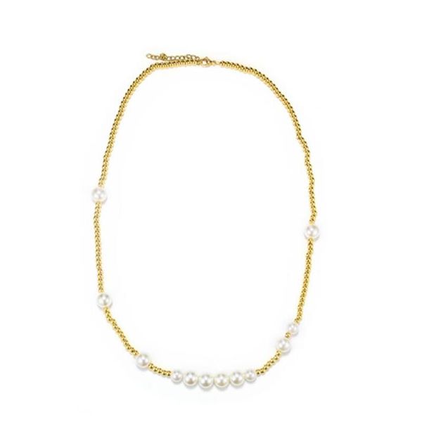 

chains stainless steel hip hop street dance gold bead pearl necklace women men splicing fashion jewelry gift for him, Silver