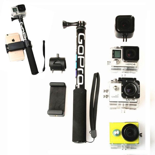 

selfie monopods self stick handheld extendable pole monopod phone holder adapter for go pro hero 9 8 7 6 5 4 4k sjcam accessories