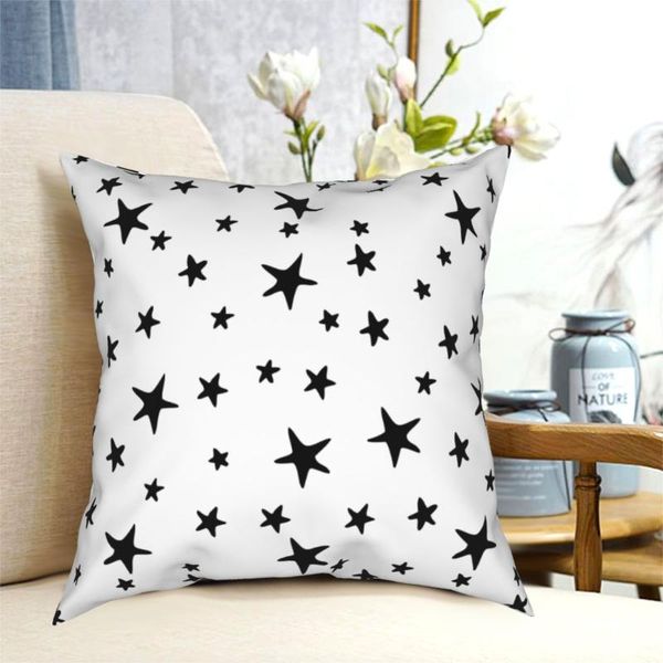 

pillow case stars black on white sky celestial pillowcase soft fabric cushion cover gift home zipper 45*45cm