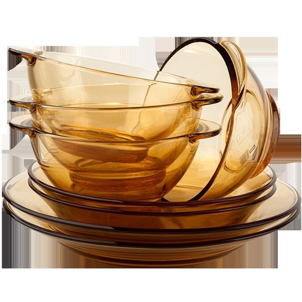 

pyrex household transparent glass soup rice salad bowl american corning tableware 8-piece set