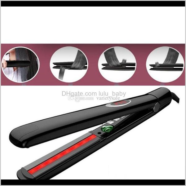 

infrared hair straighteners brush anion flat iron hair straightening comb tourmaline ceramic plate brush hair salon zwyeo 9pmdh, Black