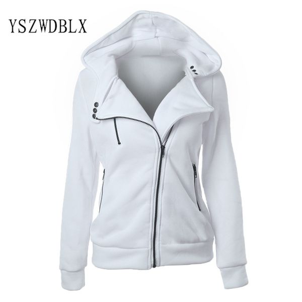 

casual autumn winter women sweatshirts white zipper front harajuku slim womens jackets and coats hooded hoodies 210918, Black;brown