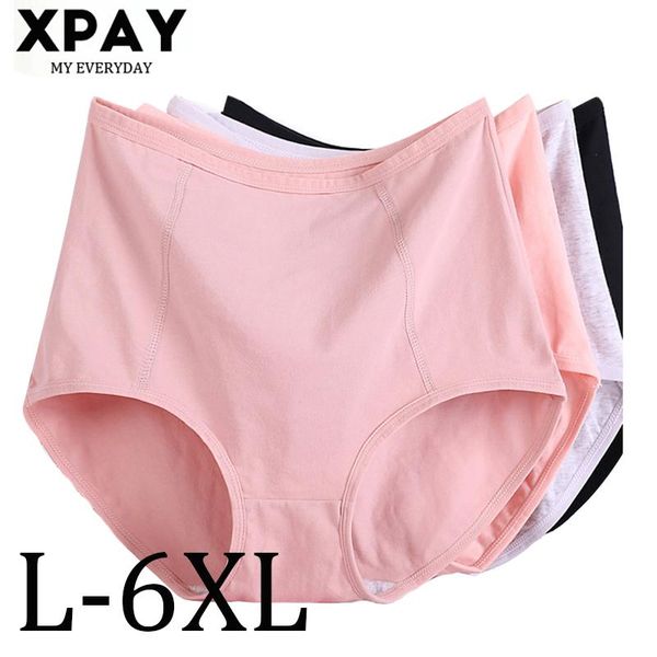 

women's panties cotton plus size briefs elastic soft large l-6xl ladies underwear breathable high waist underpants, Black;pink