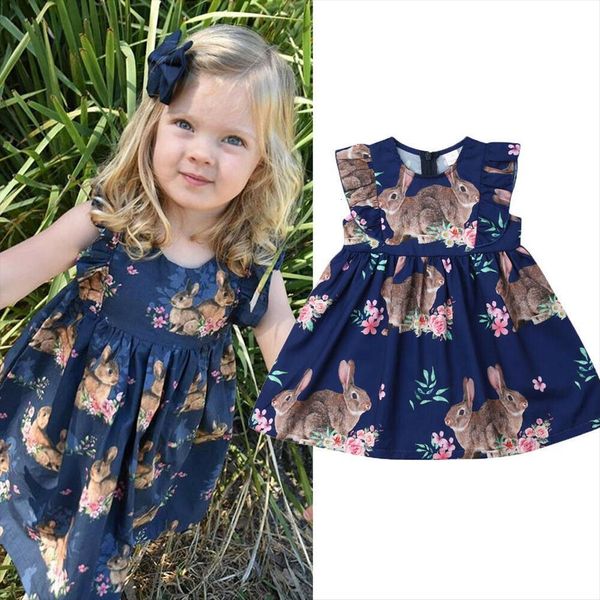 

summer toddler kids baby girls girl dresses rabbit easter princess party pageant clothes, Red;yellow