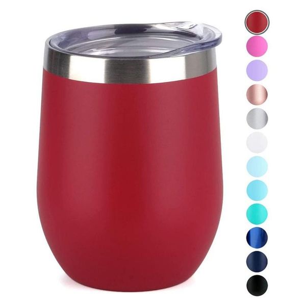

water bottles 12oz vacuum insulated wine glass stainless steel insulation cup double-layer durable coffee champagne beer (with lid)Â·