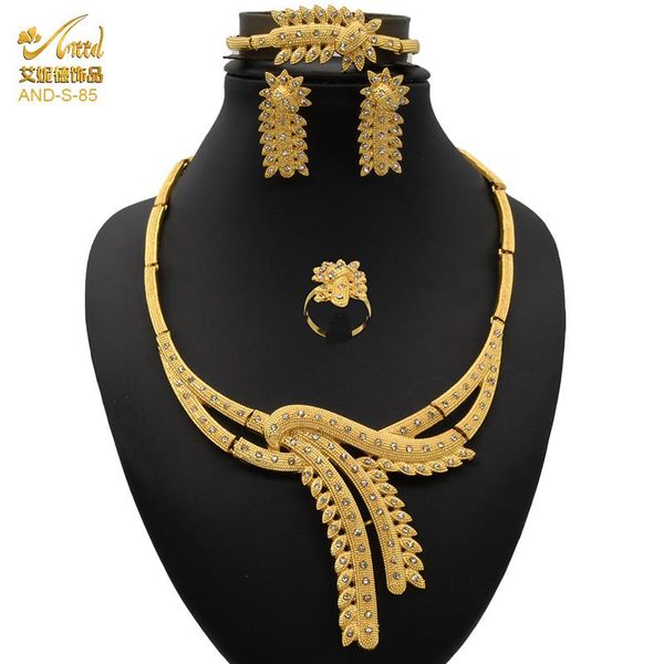 Brincos Colar Aniid Grandes Jóias Conjuntos Mulheres Moda Brinco Etiópia Juwellery 24k Gold Ethiopian Acessórios de Luxo Anel Pulseira