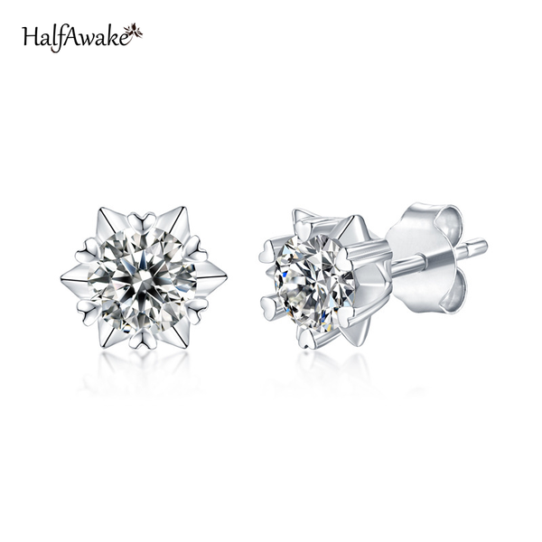

stud moissanite snowflake earrings s925 silver charm jewelry custom women mother's day gift women's, Golden;silver