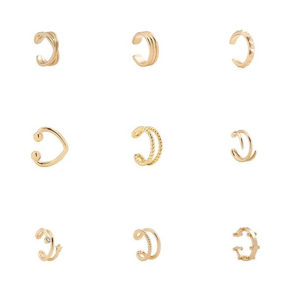 

clip-on & screw back gold silver color metal punk small ear cuffs clip earrings no hole geometric earcuff without piercing rings party jewel