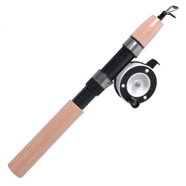 

80cm mini metal winter ice fishing pole elastic carbon bait non-slip wooden handle raft durable rods boat