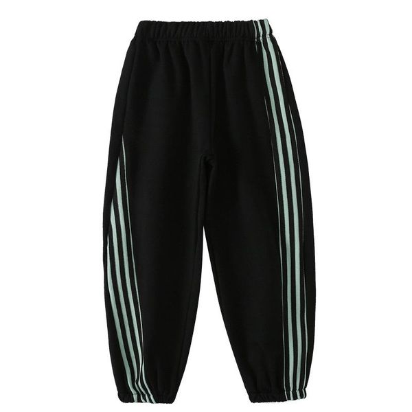 

girls sports pants autumn and winter plus velvet trousers 2021 children's thick clothes casual ch shorts, Black