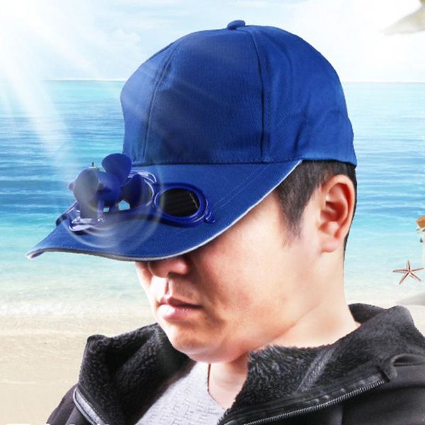 

visors men women camping solar power sun protection gift solid summer outdoor switch with cooling fan adjustable traveling baseball hat, Blue;gray