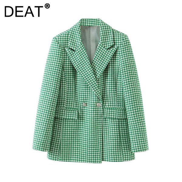 

women's suits & blazers [deat] 2021 autumn fashion tide coat turn-down collar double breasted long sleeve lattice loose blazer women 13, White;black