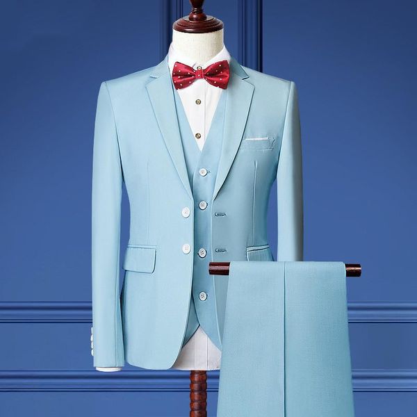 

men's suits & blazers 2021 fashionable clothing for men sky blue two button wedding slim fit formal groomsmen wear 3 pieces, White;black