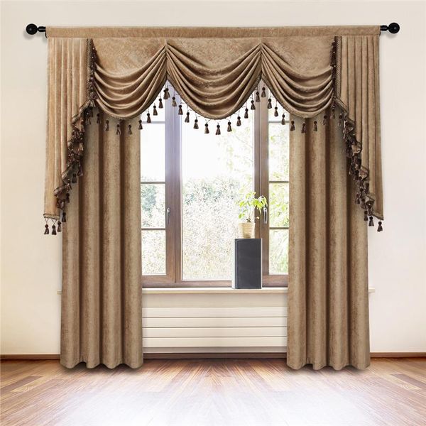 

european solid brown/beige/grey/red chenille curtains valance curtain accessories blackout hm721 *nt & drapes