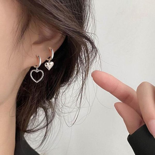 

hoop & huggie earrings temperament trendy hollow asymmetry heart charm women party fashion jewelry accessories, Golden;silver