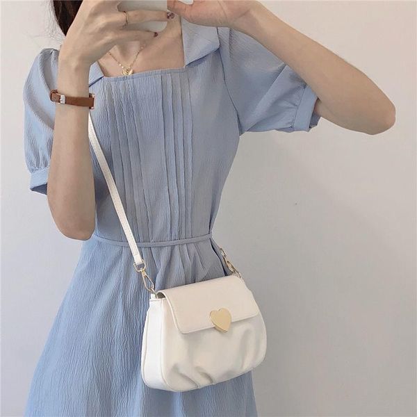 

evening bags small bag 2021 niche design soft leather peach heart buckle fold round shoulder arm crossbody