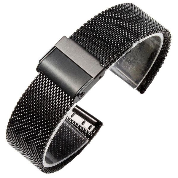

watch bands fashion black mesh milanese strap 20mm stainless steel watchband quick release wrist belt bracelet universal for watches, Black;brown