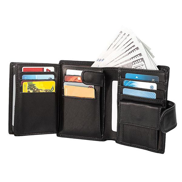 

wallets men's short wallet genuine leather clutch purses coin pocket multi-card card holder male multifunctional cowhide purse, Red;black