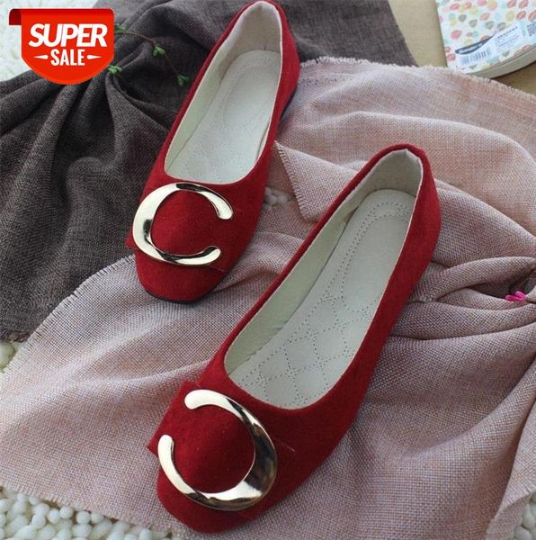 

plus size women shoes candy color loafers metal boat shoes faux suede slip on flat woman flats velvet ladies #fu4l