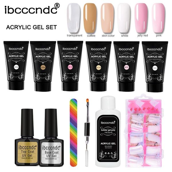 

12pcs/set nail extension set polygels quick builder gel polish base and coat slip solution form tips tool art kits
