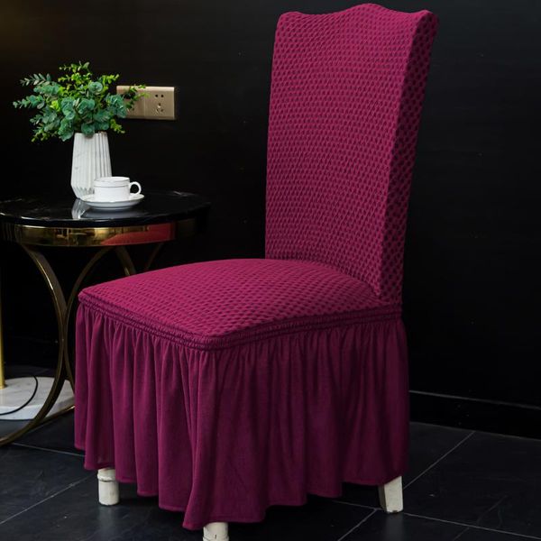 

1/2/4 pieces bubble plaid with skirt dining chair cover elastic slipcover stretch for wedding party seat covers
