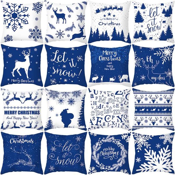 

cushion/decorative pillow 45cm christmas bluecushion cover merry decorations for home cristmas ornaments natal navidad gift year 2021navidad