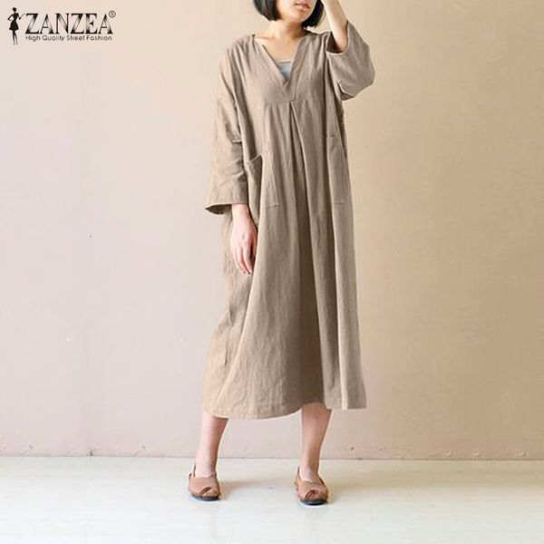 

dresses vintage solid midi dress women's spring sundress 2021 casual short sleeve vestidos female v neck robe femme plus size, Black;gray