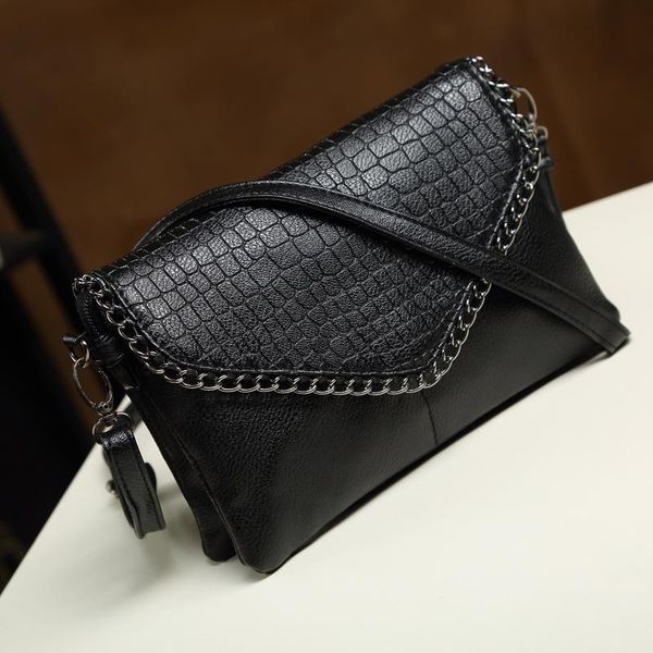 

outdoor bags casual crossbody bag female messenger black pu leather women's shoulder chain women envelope clutch purses