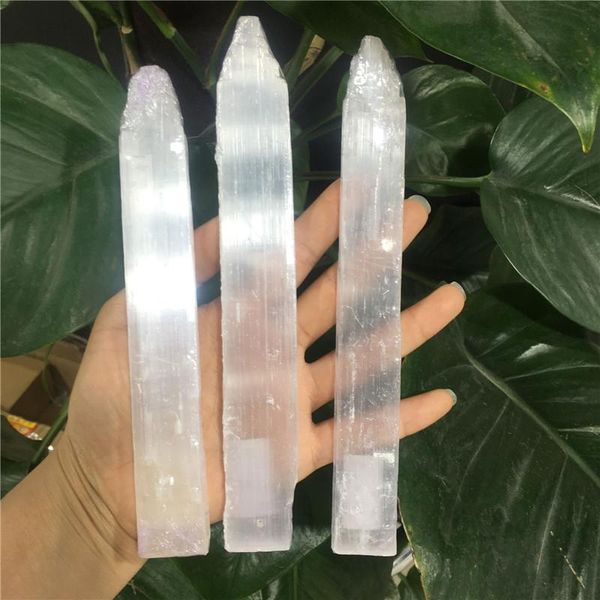 Oggetti decorativi Figurine Cristallo di quarzo naturale Flash Lamellate Selenite Tower Lamp Reiki Healing Home Decor Mineral Specimen Collecti