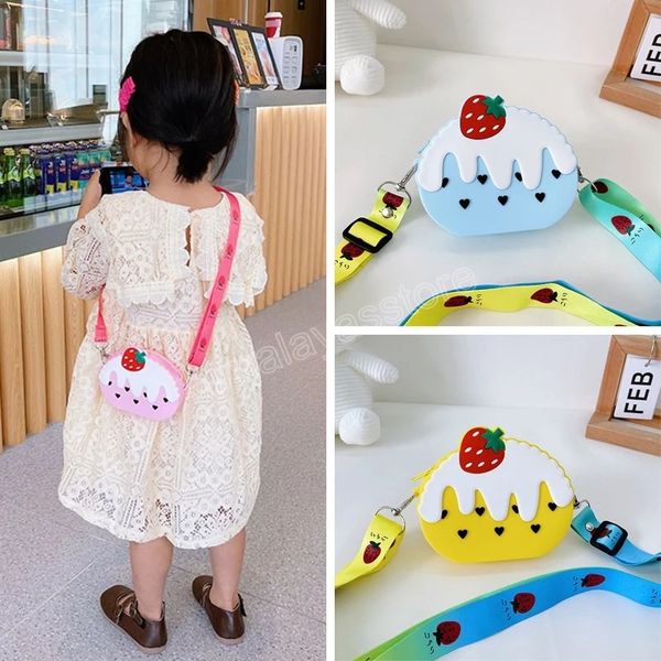 Çocuklar Mini Çanta Sevimli Silika Jel Kek Crossbody Çanta Bebek Kızlar Için Para Çantalar Kawaii Çocuk Cüzdan Hediye