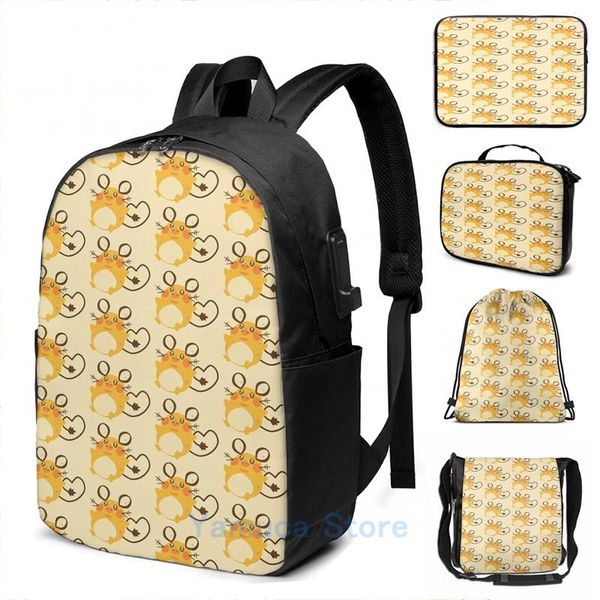 

backpack funny graphic print dedenne usb charge men school bags women bag travel laptop