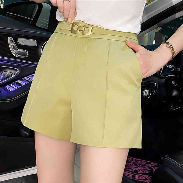 

a lined high waist womens shorts wide leg suit fashion summer causal metal apricot woman elagant back zipper loose, White;black