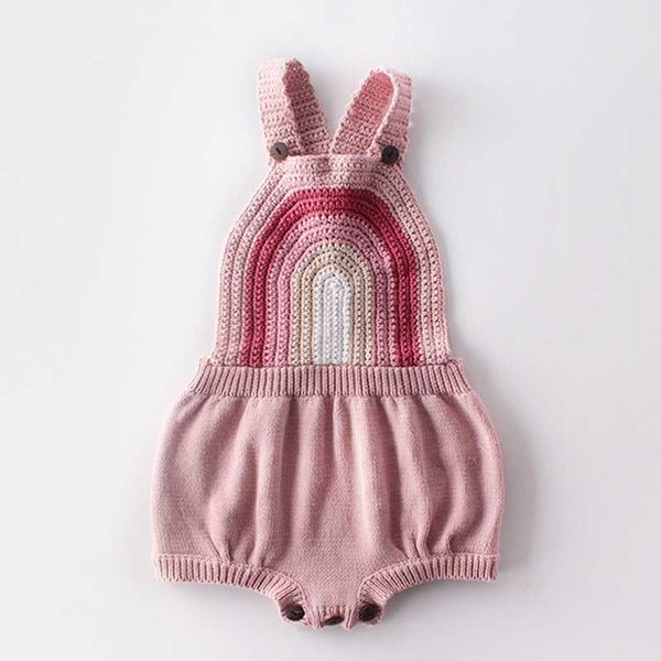 Born Baby Pagliaccetto Ragazzi Ragazze Vestiti Arcobaleno Pagliaccetti lavorati a maglia di lana Tuta estiva per bambini Tuta per bambini 210429