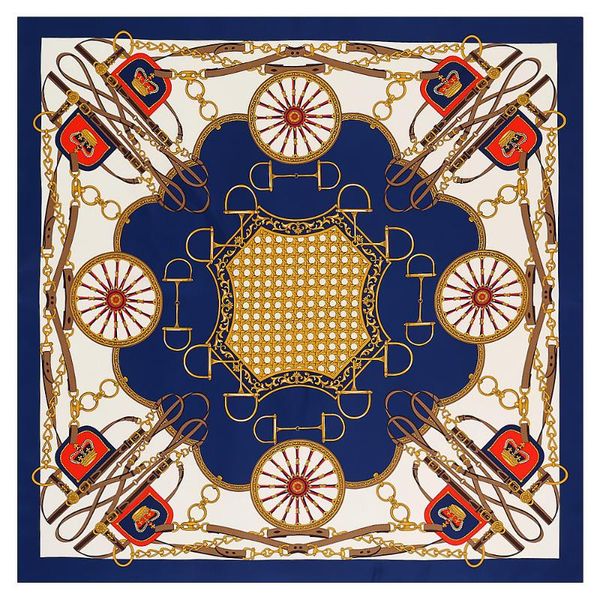 

scarves 100% twill silk scarf women large shawls belt plaid print stoles square bandana big kerchief female foulards 130cm, Blue;gray